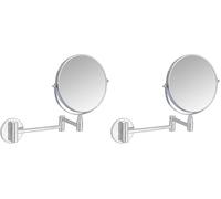 Amazon Basics Wall Mount Dressing Table Mirror-1X/5X Magnification, Round, Chrome, 15.2" L x 1.18" W (Pack of 2)