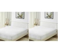 Amazon Basics Waterproof Mattress Protector, 45 cm Extra Deep Stretch Skirt, Washable King Bed Fitted Mattress Cover, 180 x 200 cm, White (Pack of 2)