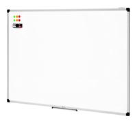 Amazon Basics Whiteboard Drywipe Magnetic with Pen Tray and Aluminium Trim, 120 cm x 90 cm (WxH)