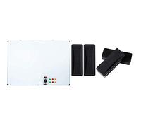 Amazon Basics Whiteboard Drywipe Magnetic with Pen Tray and Aluminium Trim, 120 cm x 90 cm (WxH) & Dry-Erase Whiteboard Eraser - 4-Pack