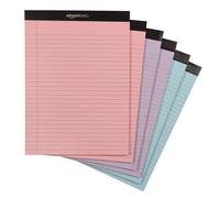 Amazon Basics Wide Ruled 8.5 x 11.75-Inch 50 Sheet Lined Writing Note Pad Pack of 6 300 Count Multicolor