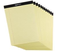 Amazon Basics Wide Ruled Lined Writing Note Pad 85 inch x 1175 inch canary 600 Sheets 12 Pack of 50