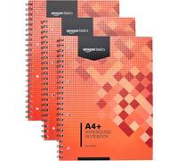 Amazon Basics Wirebound Notebook, 100 Sheets / 200 Pages, A5, 80GSM, red, [3-Pa