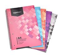 Amazon Basics Wirebound Notebook, Assorted Colour, 70 Sheets / 140 Pages, A4, 90GSM, [5-Pack]