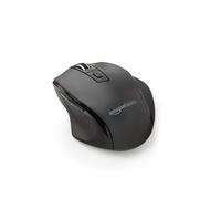Amazon Basics Ergonomic wireless mouse for Laptop, 2.4 GHz with USB receiver, adjustable DPI - Black