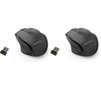 Amazon Basics Wireless Mouse, Ergonomic Mouse with Adjustable DPI 600-3600, 2.4 GHz USB Receiver for Home Office Laptop Desktop, Black (Pack of 2)