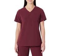 Amazon Basics Women's Scrubs V-Neck Top with Pockets, Burgundy, XS