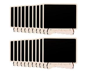 Amazon Basics Wood Mini Chalkboards Signs with Support Easels, 20 Pack, 8 x 10 cm, Black