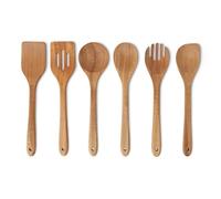 Amazon Basics Wooden Cooking Utensils, 6-Piece Set, Acacia Wood, Pre Oiled, Cookware-Safe