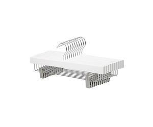 Amazon Basics Wooden Hangers with Clips, 10-Pack, 36 cm, White