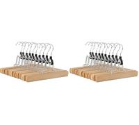 Amazon Basics Wooden Pants Hangers, 20-Pack, 25 cm, Natural
