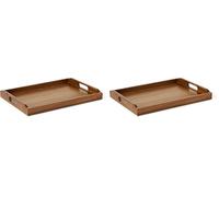 Amazon Basics Wooden Serving Tray, Acacia Wood, 43.18cm x 30.48 cm (Pack of 2)