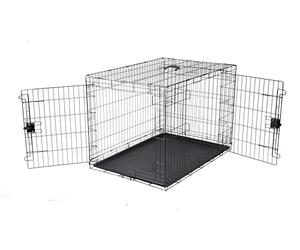 Amazon Basics XL Metal Dog Crate/Cage with Tray, Durable and Foldable Dog Cage with Double Door, Black, Extra Large 107cm (42")