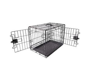 Amazon Basics XS Metal Dog Crate/Cage with Tray, Durable and Foldable Dog Cage with Double Door, Black, Extra Small 56cm (22")