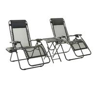 Amazon Basics Zero Gravity Chair with Side Table for Relaxing with Cup Holders, Reclining,Foldable, Alloy Steel, Set of 2, Black