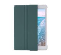 Amazon Brand Case for iPad 9/8/7 (2021/2020/2019 Model, 9th/8th/7th Generation), TPU Translucent Matted Back Cover Trifold Stand for iPad 10.2 Inch with Pen Holder, Auto Sleep/Wake, Dark Green