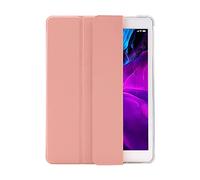 Amazon Brand Case for iPad 9/8/7 (2021/2020/2019 Model, 9th/8th/7th Generation), TPU Translucent Matted Back Cover Trifold Stand for iPad 10.2 Inch with Pen Holder, Auto Sleep/Wake, Pink