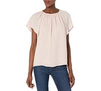 Amazon Brand - Lark & Ro Women's Georgette Flutter Short Sleeve Crewneck Top, Blush, 4