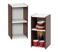 Amazon Brand - Movian 2 tier MDF modular bookcase, Brown/White, 30 x 29 x 60 cm