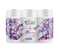 Amazon Brand Presto Jumbo Kitchen Roll 3ply Strong and Absorbent 12 Rolls 4 Packs of 3 80 Sheets per Roll 960 Count FSC Certified White