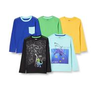 Amazon Brand - Spotted Zebra Boys' Long-Sleeve T-Shirts, 5-Pack Space Dino, Medium