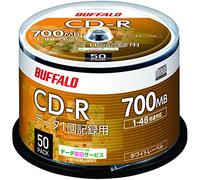 (Amazon.co.jp Exclusive) Buffalo Data CD-R Single Recording 700MB 50 Sheets Spindle 1-48x White Label RO-CR07D-050PW/N