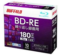[Amazon.co.jp Limited] Buffalo RO-BE25V-010CW/N Blu-ray Disc BD-RE Repeat Recording, 25 GB, 10 Sheets, Slim Case, Single Layer, 1-2 Time, Daiga Operation Confirmed, White Label