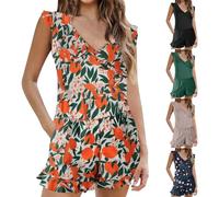 Amazon.co.UK/Code Plus Size Swimming Costume One Piece Swimdress Tummy Control Ruffle Swimsuit for Women Tie Knot Swim Dresses V Neck Bathing Suit Skirt Orange XL