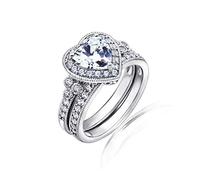Amazon Collection Platinum-Plated Sterling Silver Infinite Elements Cubic Zirconia Heart Antique Ring, Size 8