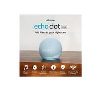 Amazon Echo Dot (5th Generation, Blue) with Clock
