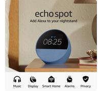 Amazon Echo Spot (2024), Smart alarm clock with vibrant sound + Alexa - Blue