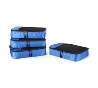 Amazon Essentials 4-Piece Packing Cubes Travel Accessories Set, Luggage Organiser with Double Zip, Mesh Top, 100% Polyester, Medium, Blue (Previously Amazon Basics)