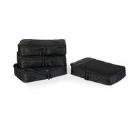 Amazon Essentials 4-Piece Packing Cubes Travel Accessories Set, Luggage Organiser with Double Zip, Mesh Top, 100% Polyester, Medium, Black (Previously Amazon Basics)