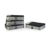 Amazon Essentials 4-Piece Packing Cubes Travel Accessories Set, Luggage Organiser with Double Zip, Mesh Top, 100% Polyester, Medium, Grey (Previously Amazon Basics)