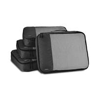 Amazon Essentials 4-Piece Packing Cubes Travel Accessories Set, Luggage Organiser with Double Zip, Mesh Top, 100% Polyester, Large, Black (Previously Amazon Basics)