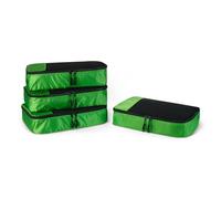 Amazon Essentials 4-Piece Packing Cubes Travel Accessories Set, Luggage Organiser with Double Zip, Mesh Top, Polyester, Medium, Green (Previously Amazon Basics)