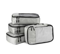 Amazon Basics Packing Cubes for Suitcases, Travel Organisers, Zipper, 4 Piece Set Bags, Small, Gray