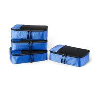 Amazon Essentials 4-Piece Packing Cubes Travel Accessories Set, Luggage Organiser with Double Zip, Mesh Top, 100% Polyester, Small/Medium/Large/Slim, Blue (Previously Amazon Basics)