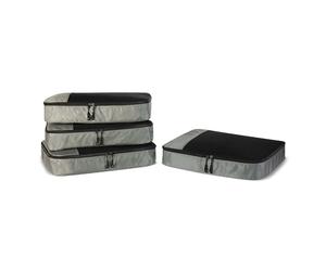Amazon Essentials 4-Piece Packing Cubes Travel Accessories Set, Luggage Organiser with Double Zip, Mesh Top, 100% Polyester, Large, Grey (Previously Amazon Basics)