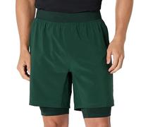Amazon Essentials AE - Active Men's Performance Stretch Woven 7" Training Short with Liner (redev), Dark Green, XL