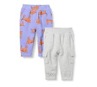 Amazon Essentials Baby Boys' Cargo Joggers, Pack of 2, Grey Heather/Purple Tiger, 0-3 Months