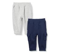 Amazon Essentials Baby Boys' Cargo Joggers, Pack of 2, Light Grey Heather/Navy, 6-9 Months