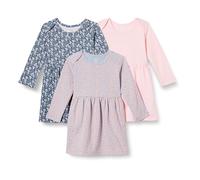 Amazon Essentials Baby Girls' Cotton Long-Sleeved Dress, Pack of 3, Pale Pink/Blue Posey Floral, 6-9 Months