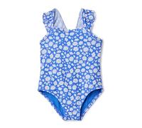 Amazon Essentials Baby Girls' Frill One-Piece Swimsuit, Blue Ditsy Floral, 12 Months