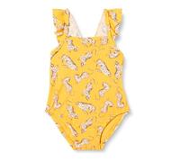 Amazon Essentials Baby Girls' Frill One-Piece Swimsuit, Golden Yellow Beige Leopard, 18 Months