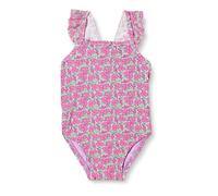 Amazon Essentials Baby Girls' Frill One-Piece Swimsuit, Lilac Hot Pink Posey Floral, 12 Months
