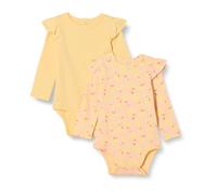 Amazon Essentials Baby Girls' Long Sleeve Ruffled Bodysuit, Pack of 2, Apples/Pale Yellow, Premature