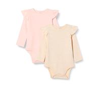 Amazon Essentials Baby Girls' Long Sleeve Ruffled Bodysuit, Pack of 2, Oatmeal Heather/Pale Pink, 0-3 Months