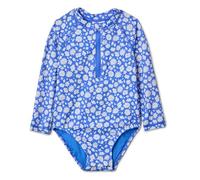 Amazon Essentials Baby Girls' Rash Guard one-piece Swimsuit, Blue Ditsy Floral, 3-6 Months