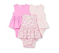 Amazon Essentials Baby Girls' Sleeveless Bodysuit Dress, Pack of 3, Apples/Pink, 0 Months